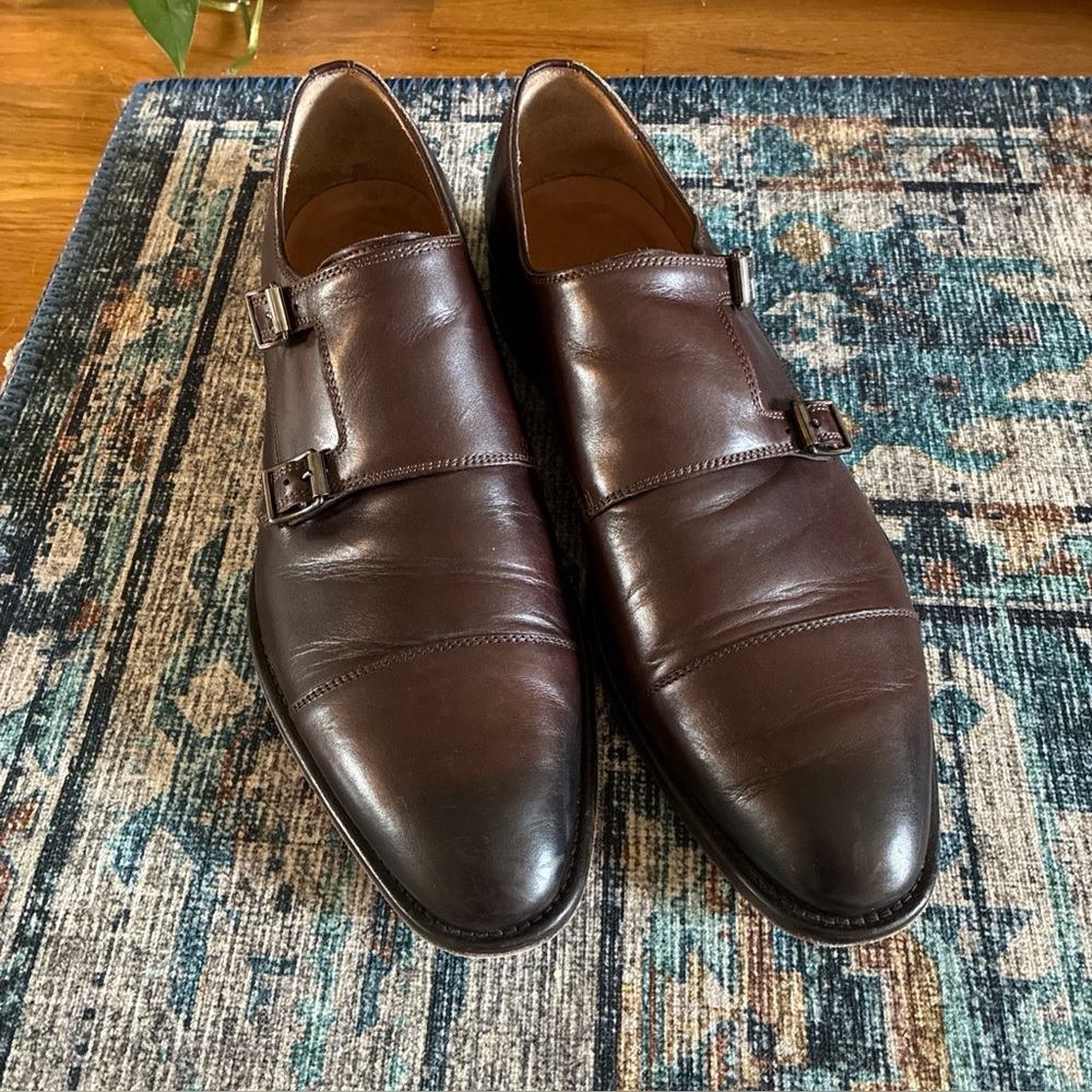 Paul Stewart Dandy double monk strap leather shoe size 43 1/2 10.5